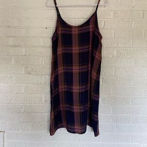 Purple plaid slip dress